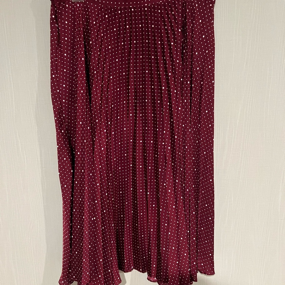 Chic Burgundy Polka Dot Maxi Skirt